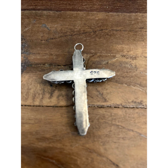 VTG. 90s Oxidized Sterling Silver Cross Charm, beautifully crafted, stamped 925 - Picture 4 of 4